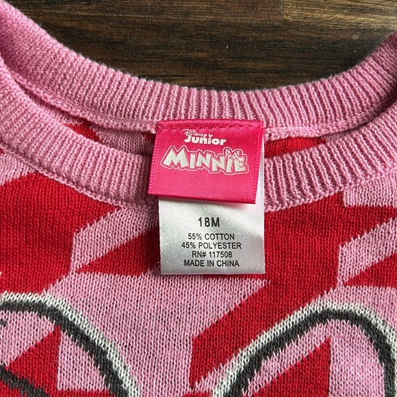Disney Minnie Mouse Pink and Red Girls Sweater 18 Month | Minnie Mouse Sweater | - Picture 3 of 6